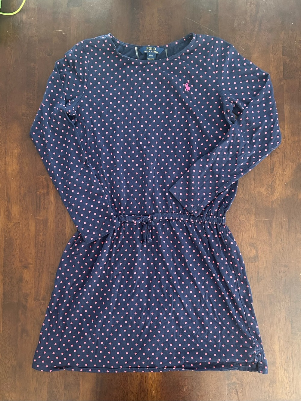 Polo by Ralph Lauren Navy Dress with Pink Polka Dots